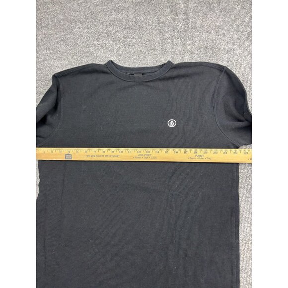Volcom Shirt Mens XL Black Waffle Knit Long Sleeve Thermal Logo Top - Picture 4 of 6